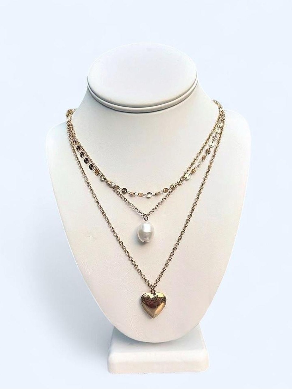 Vintage Sugarfix by BaubleBar Layered Heart Locket & Pearl Necklace